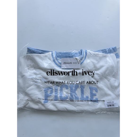 Ellsworth+Ivey Womens Varsity Pickle Sweatshirt-Ivory-Medium - Picture 4 of 5